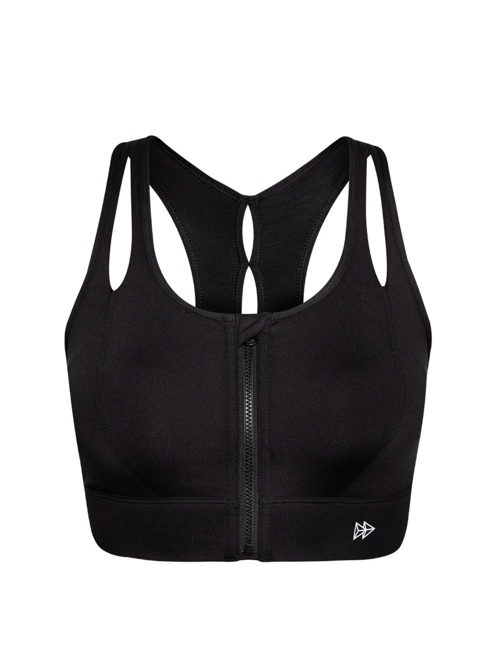Yvette High Impact Sports Bra, Front Zipper, Black, 2XL+